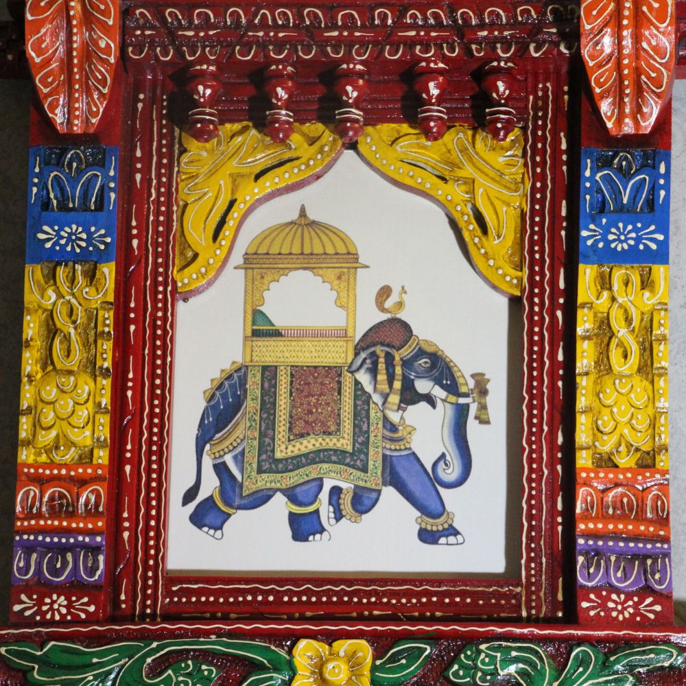 Wooden Jharokha With Painting 36'' - 5