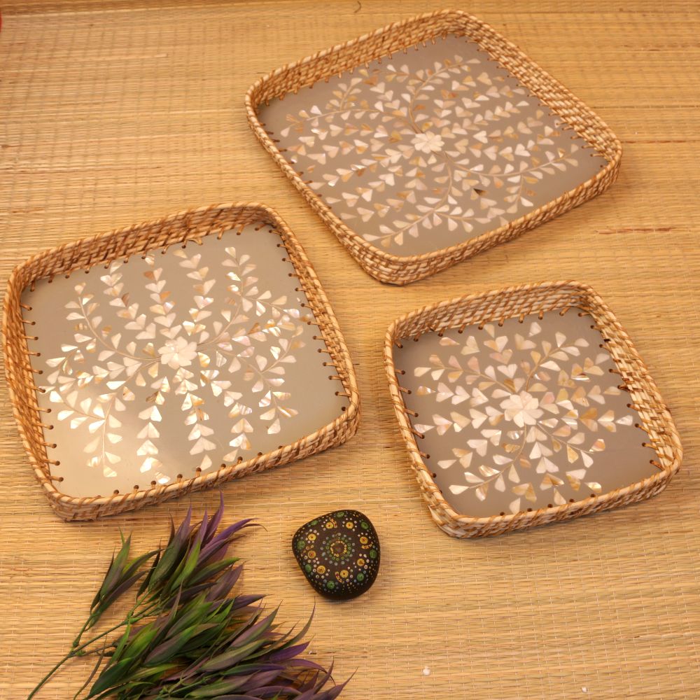 WOODEN MOP TRAY SET OF 3