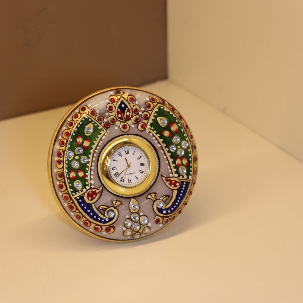 Marble Round Clock - 4