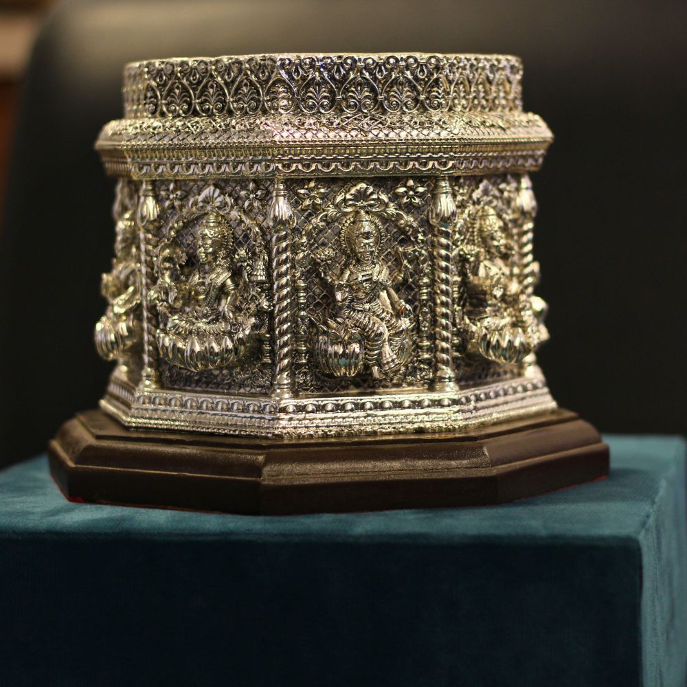 Tulsi Pot Asthalaxmi Silver W/box - 7