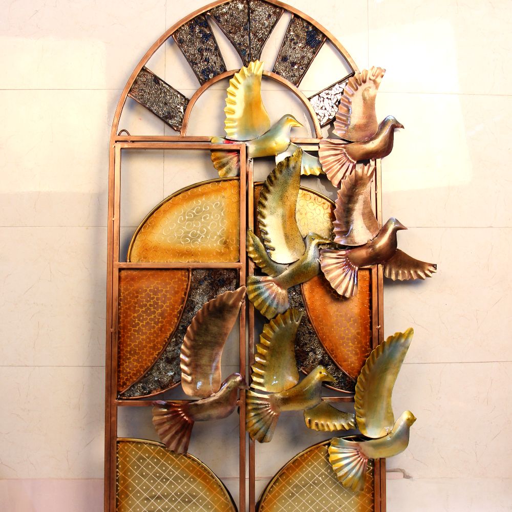 Iron Wall Birds Flying Window W248
