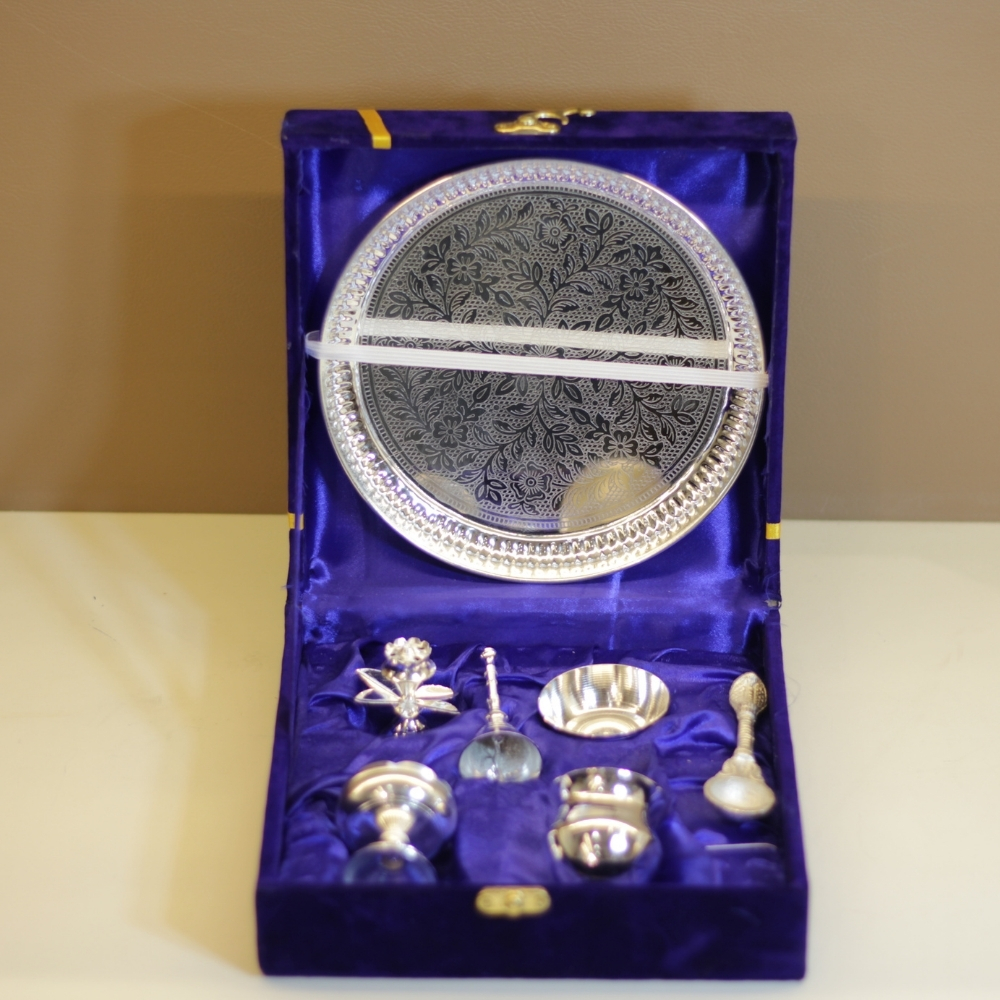 Brass Pooja Thali Set 6'' - 3