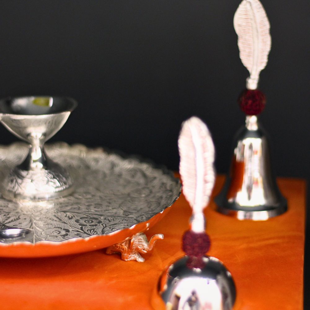 Brass Pooja Thali Set (Rudraksha) - 3