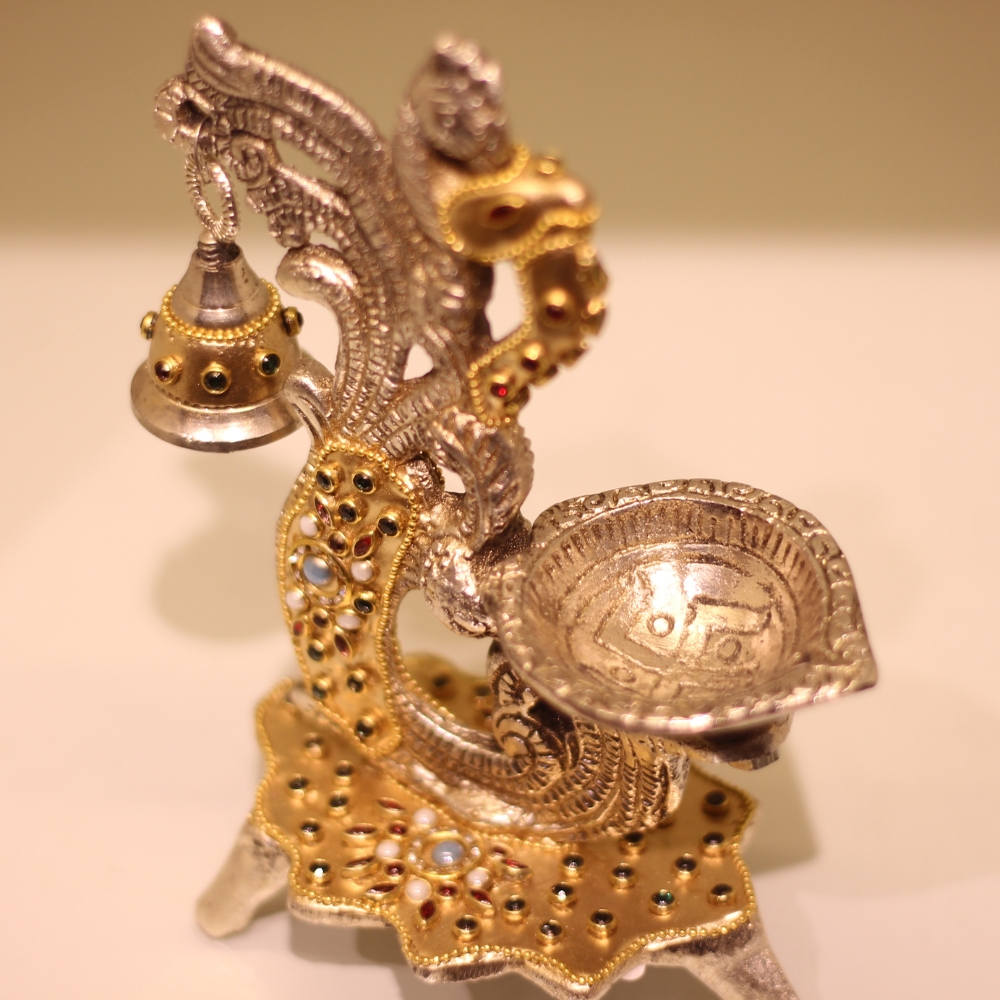 Double Ghanti Diya Golden Work - 6