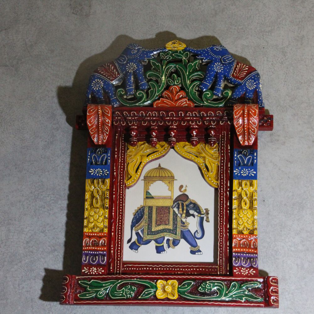 Wooden Jharokha With Painting 36'' - 4