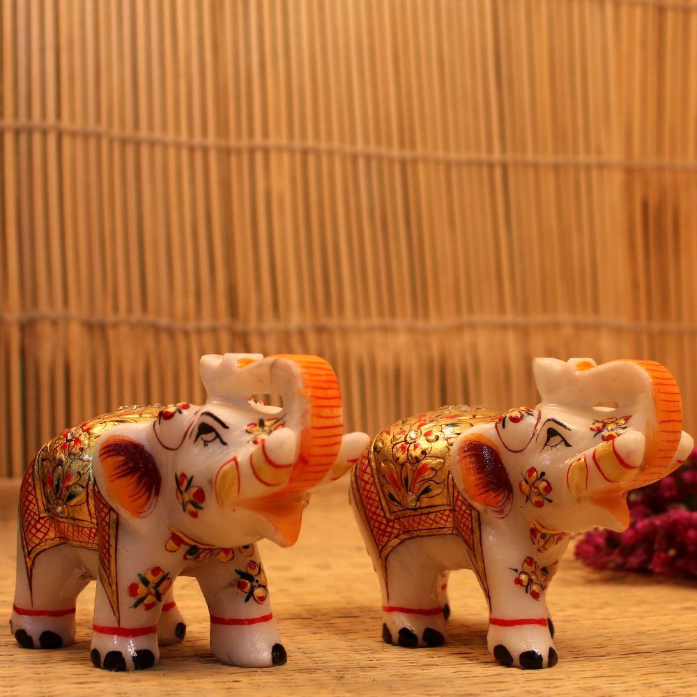 Marble Elephant Pair 4 Inch - 3