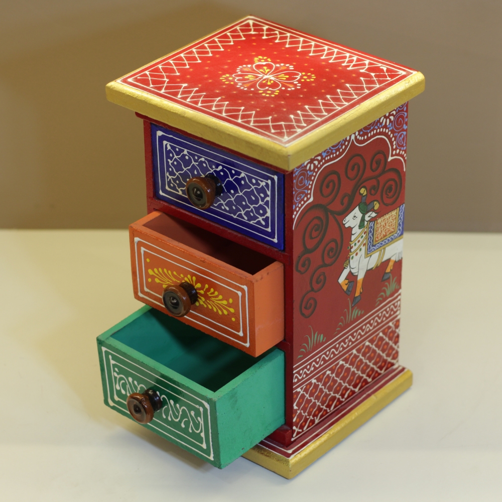 Wooden Pillar 3 Drawer 12 Inch - 5