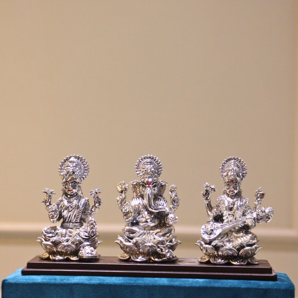 Laxmi Ganesh Saraswati Silver W/b
