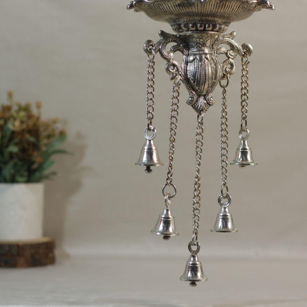 Metal 5 Ghanti Hanging Peacock Diya - 5