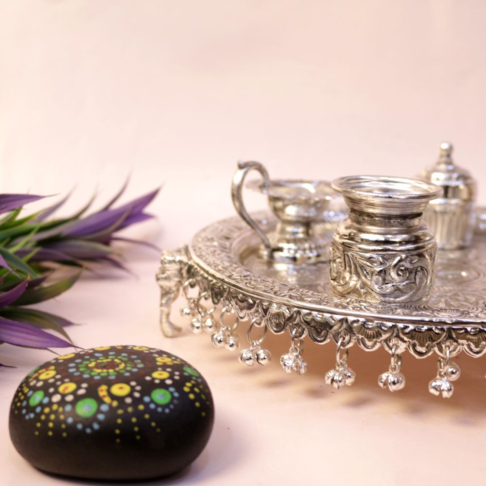SILVER PLATED AARTI THALI - 3