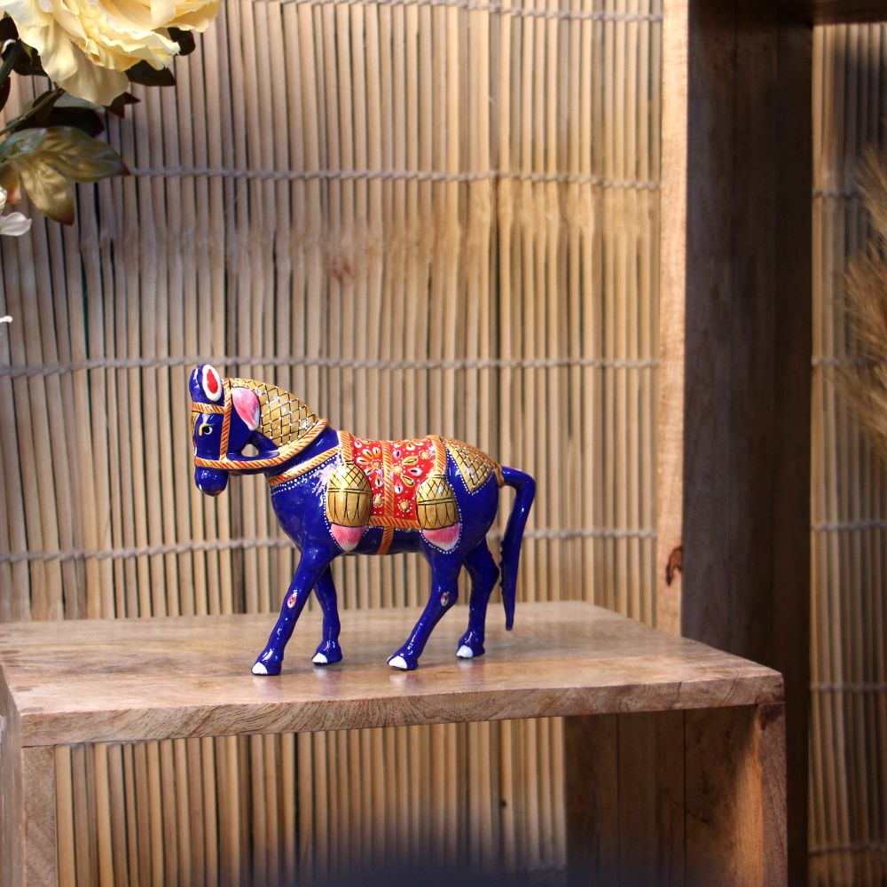 Metal Meenakari Horse 6'' - 3