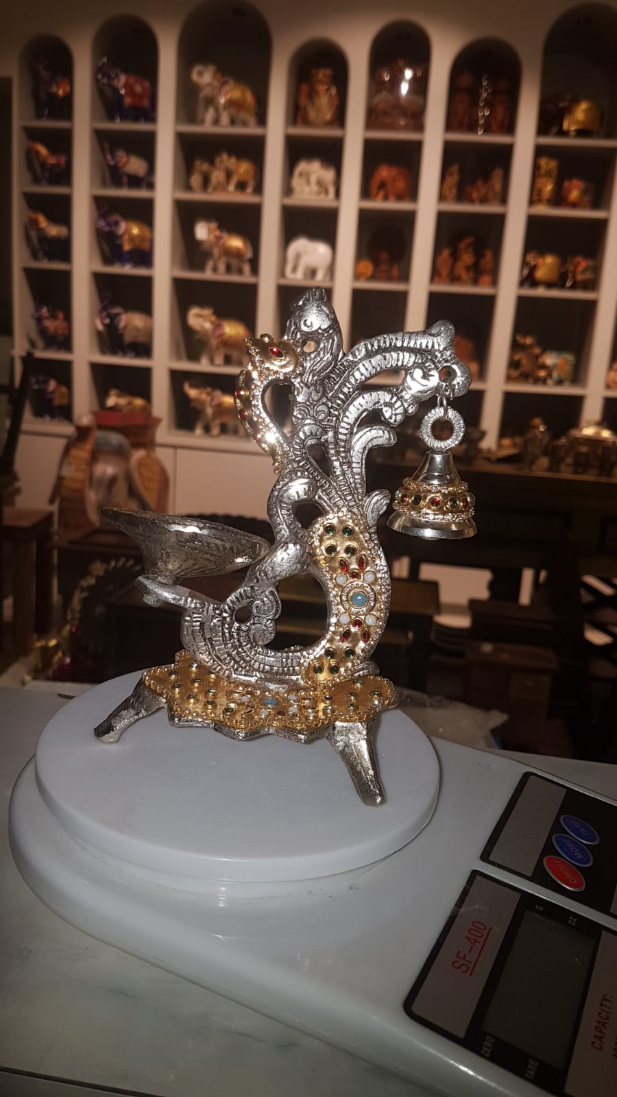 Double Ghanti Diya Golden Work