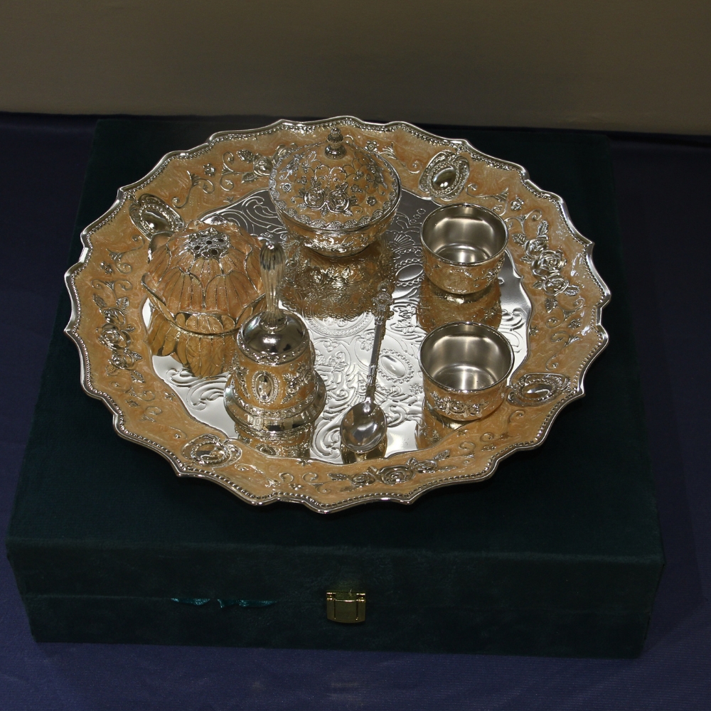 German Silver Pooja Thali S/7 W/b