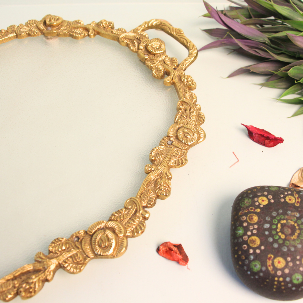 Metal Rose Tray Golden - 5