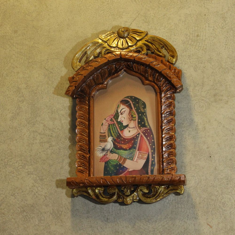 Wooden Jharokha With Painting 16'' - 6