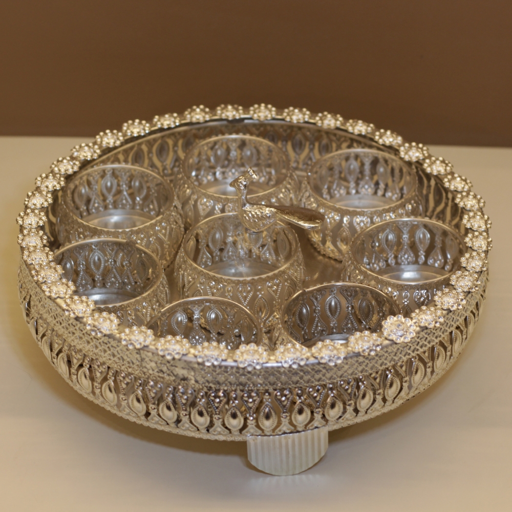 Silver Jali 8 Bowl Box