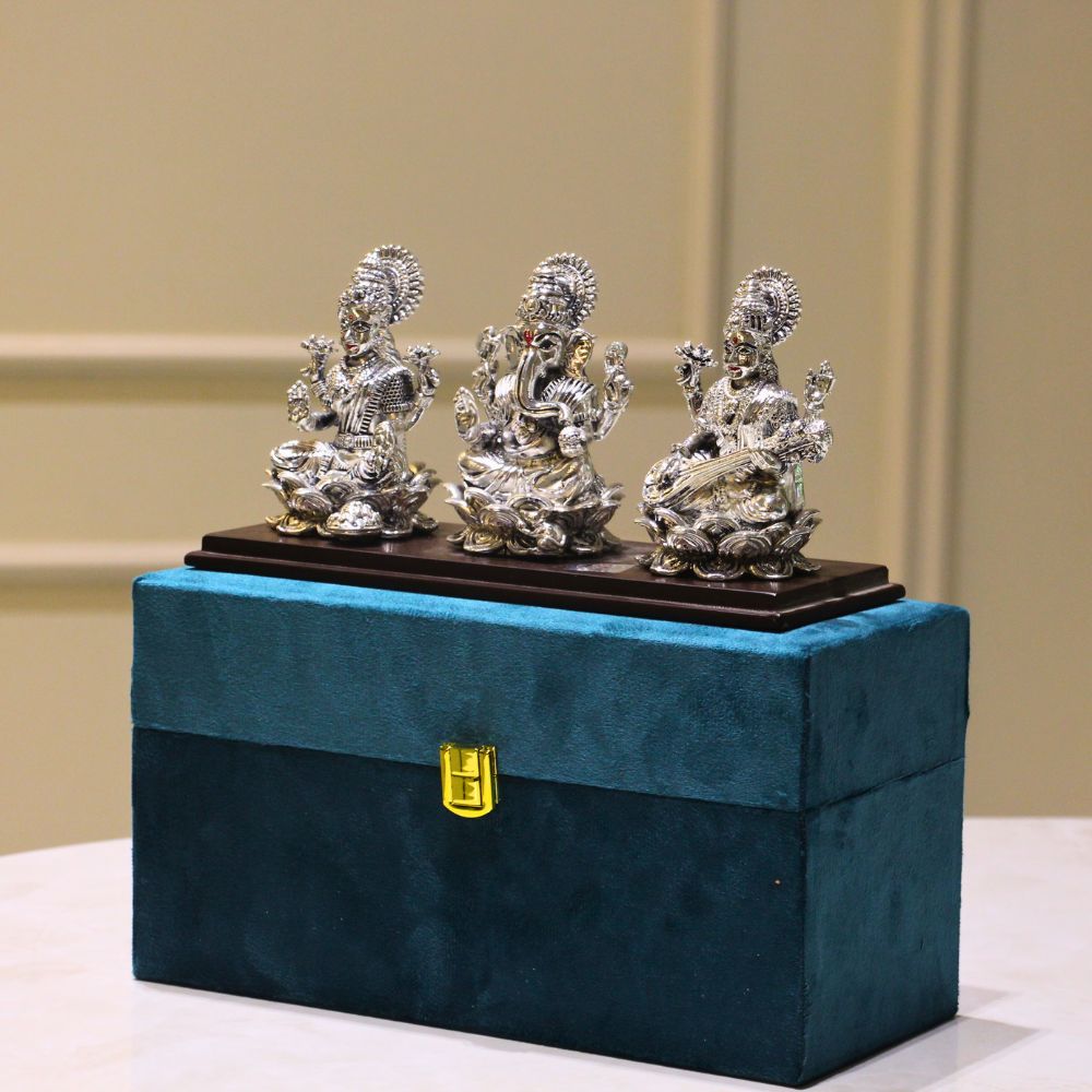 Laxmi Ganesh Saraswati Silver W/b - 3