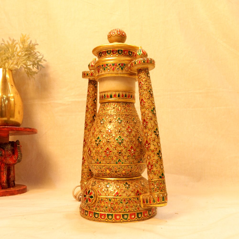 Marble Golden Lantern 18 Inch