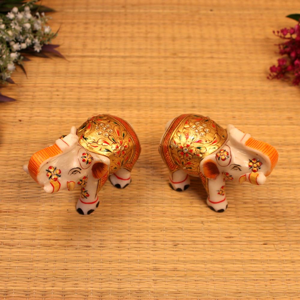 Marble Elephant Pair 4 Inch - 4