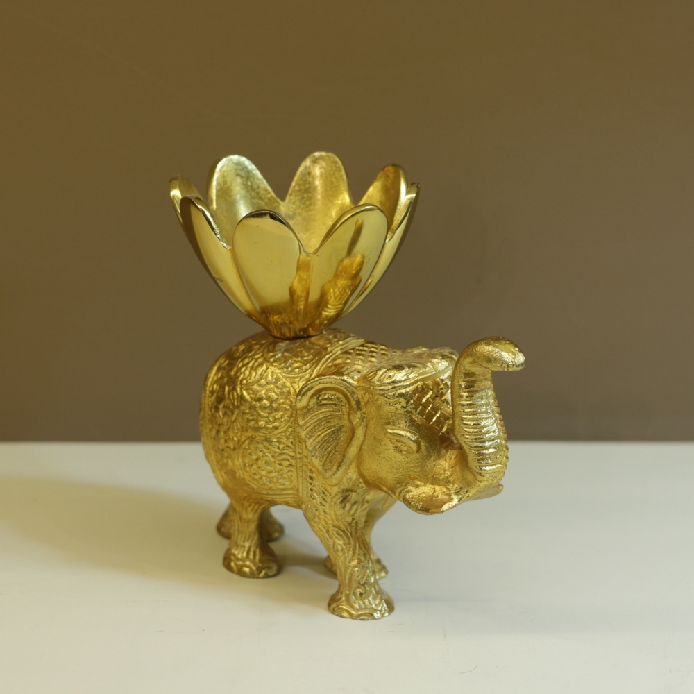Aluminuim Elephant Bowl Gold Plated - 3