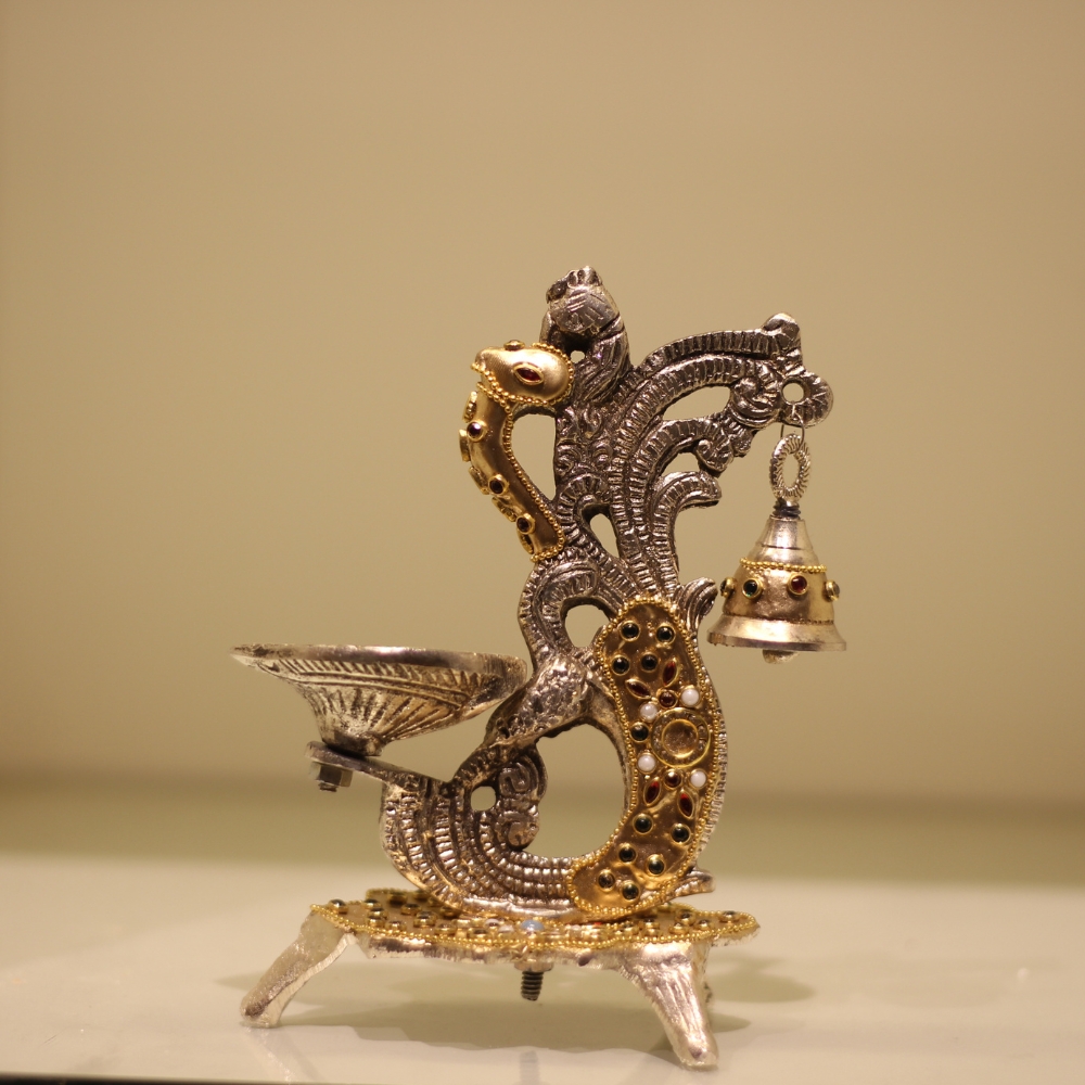 Double Ghanti Diya Golden Work - 3