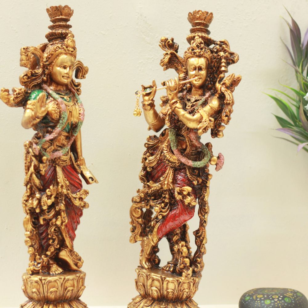 100630 Radha Krishna Golden Antique
