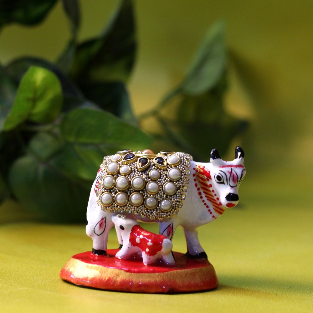 Metal Stone Cow With Baby 2''