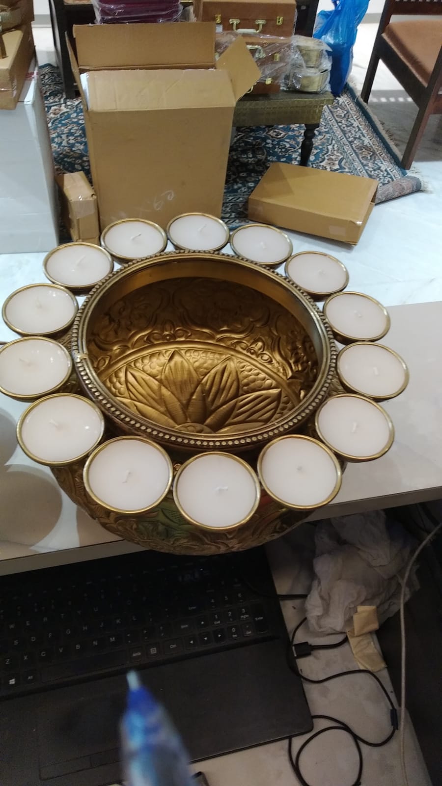Brass Diya Urli 14''