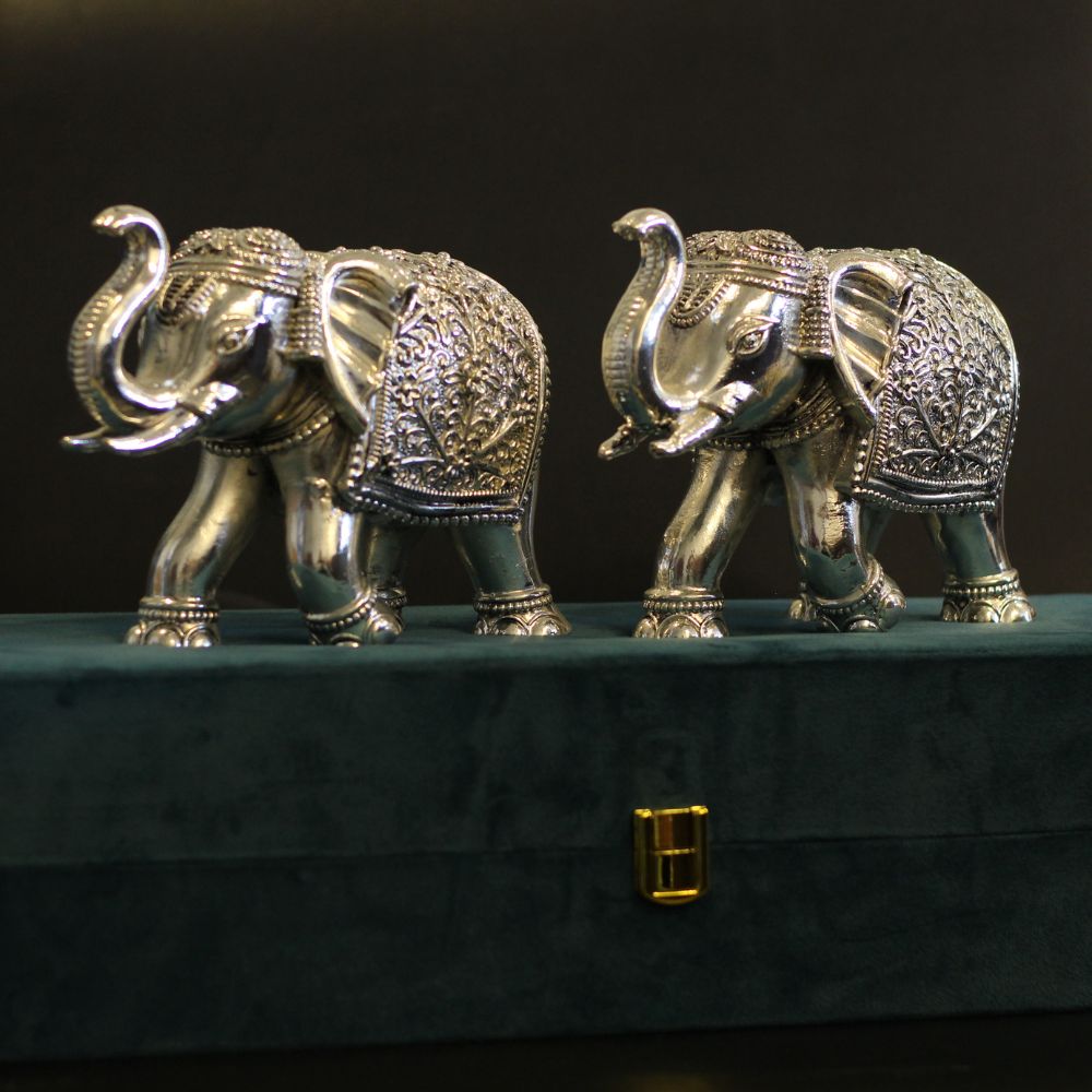 Elephant Pair 5'' Silver