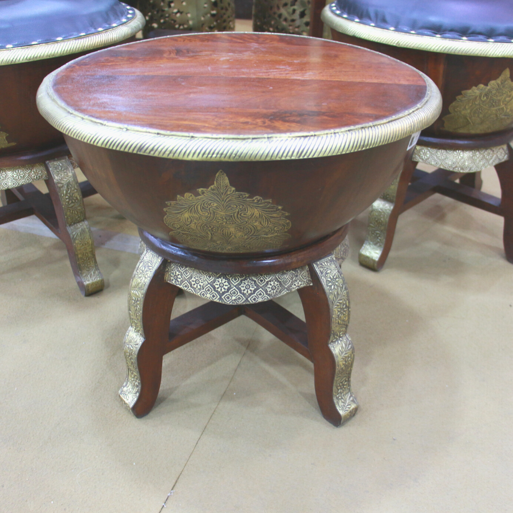Wd Nagada Table Stool S/3 Brass