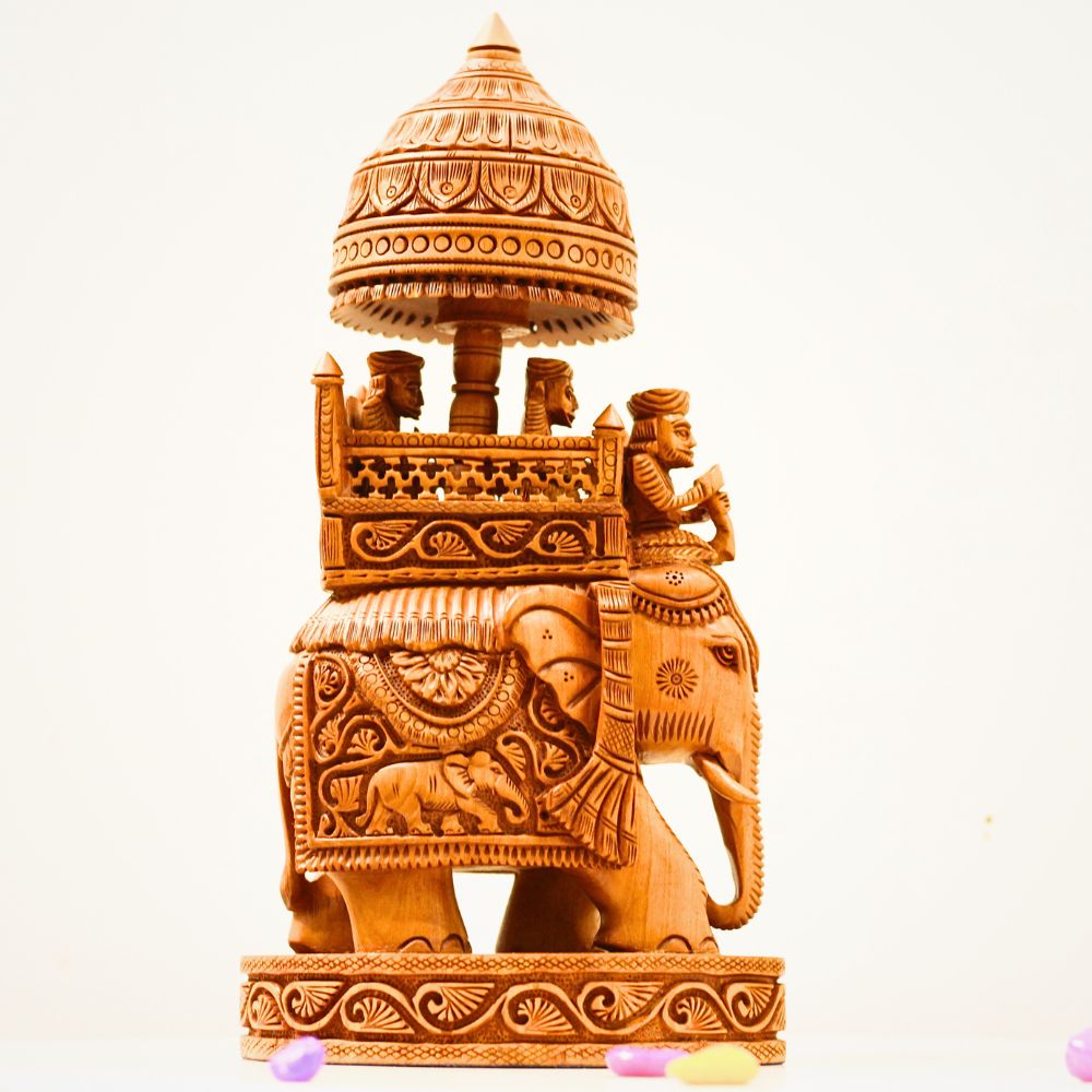 Wooden Ambabari Elephant 10''