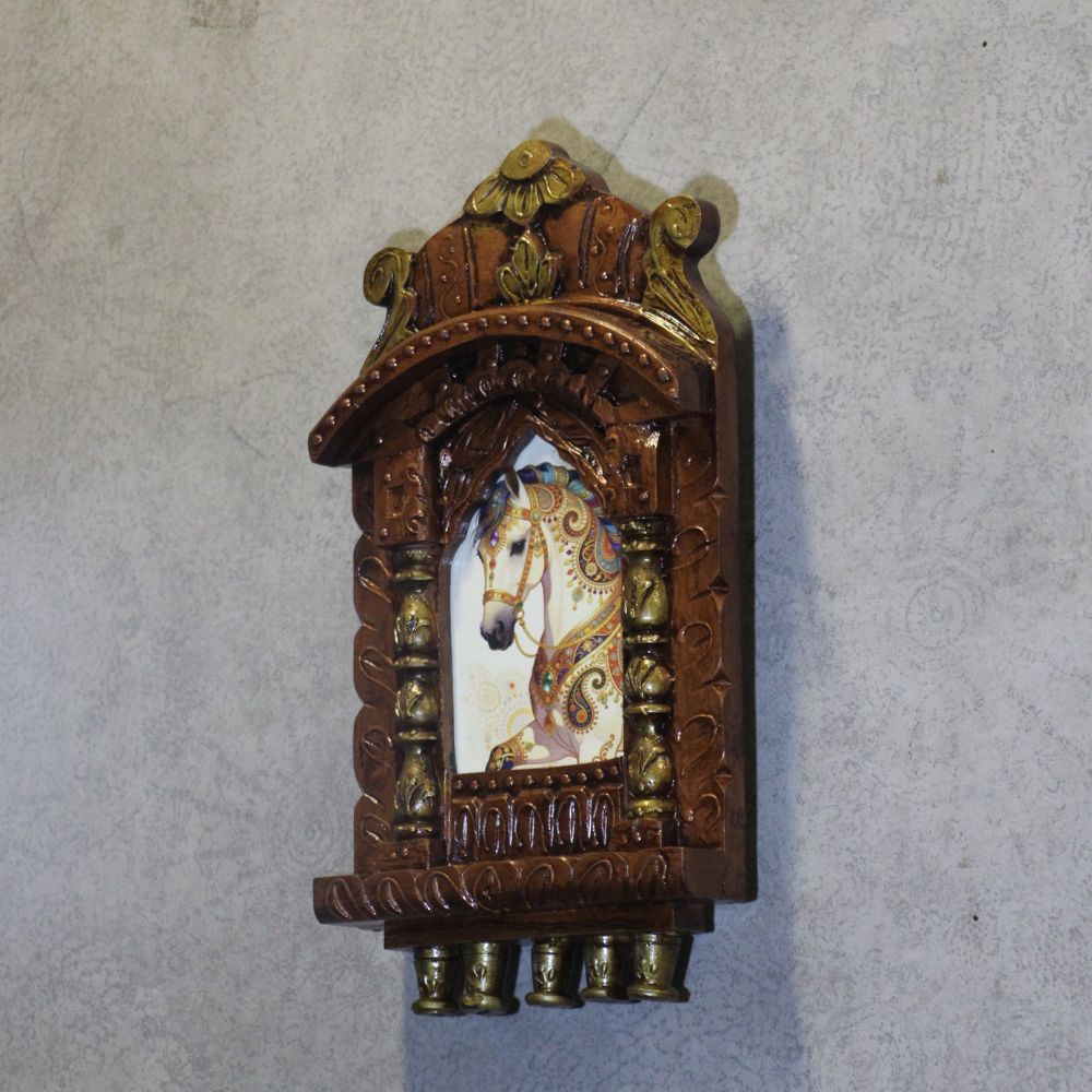 Wooden Jharokha With Painting 10'' - 5