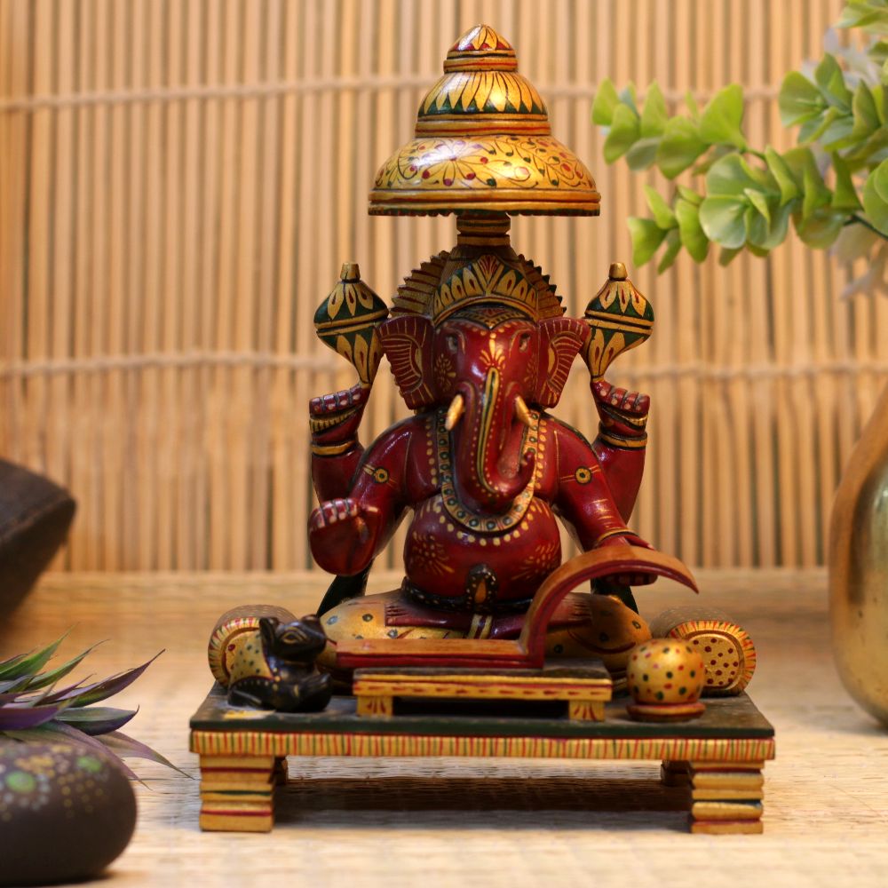 WOODEN GANESH CHOWKI