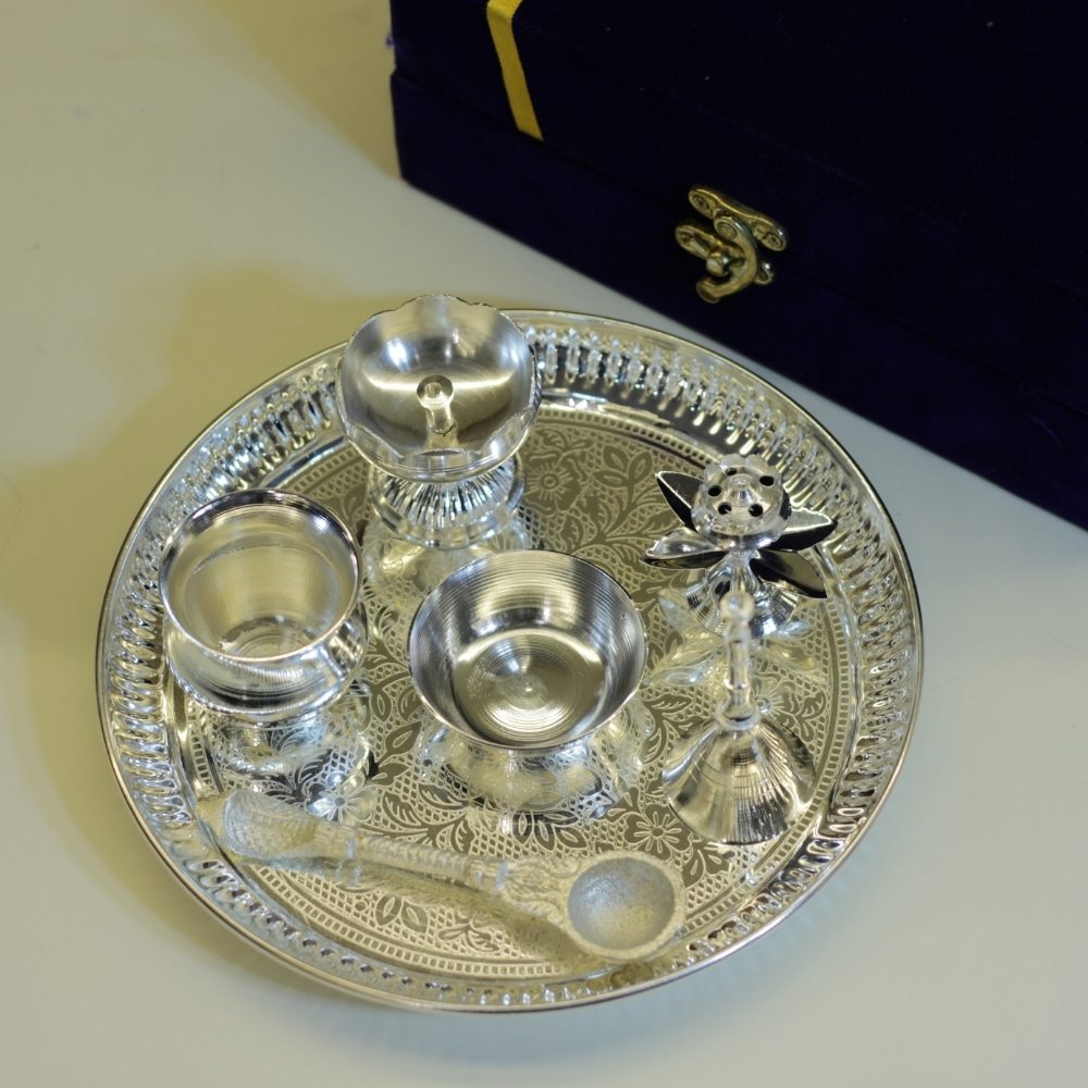 Brass Pooja Thali Set 6'' - 4