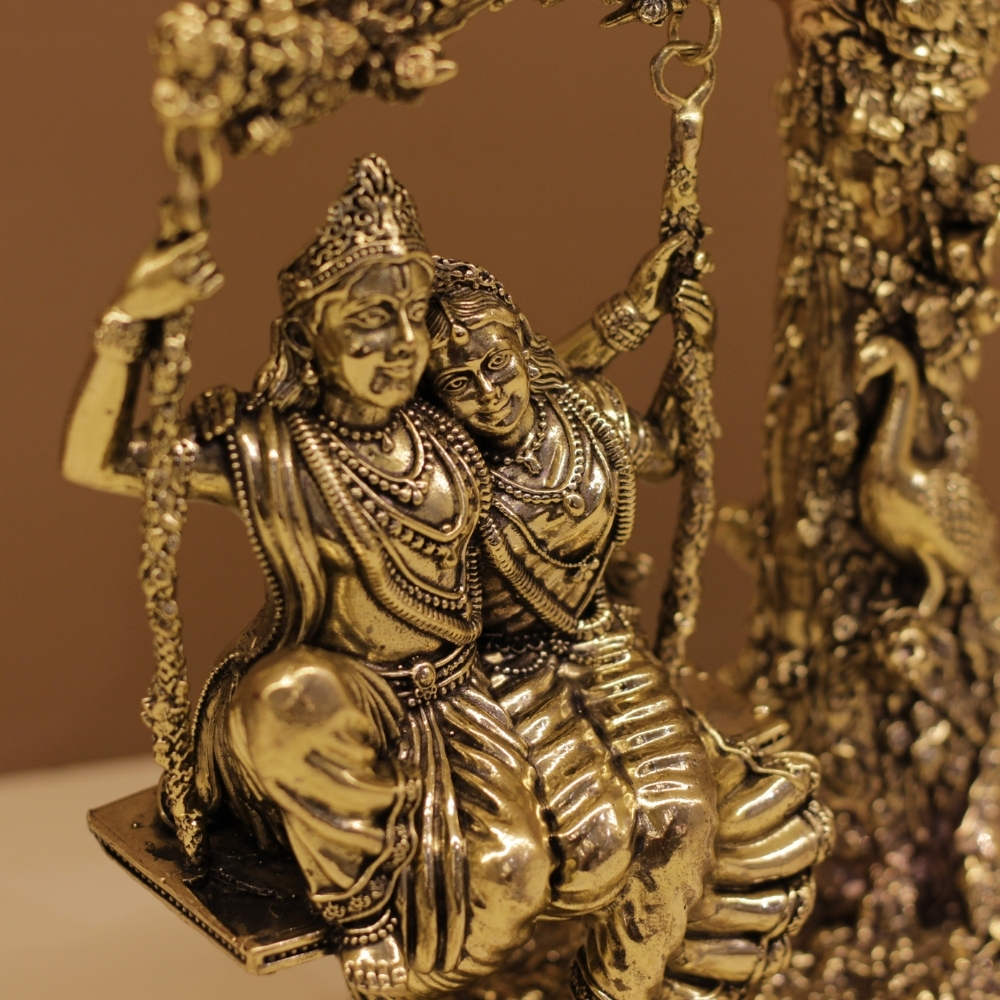Brass Radha Krishna Jhula Antique - 3