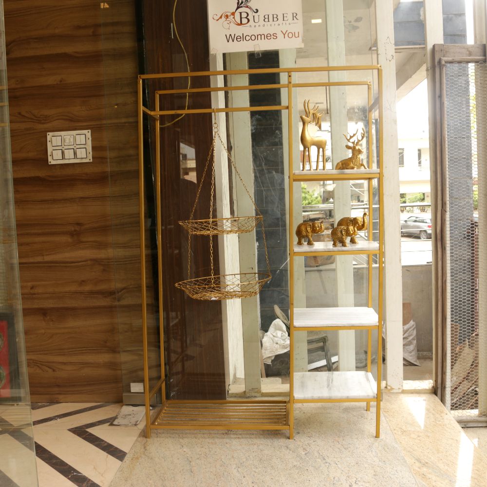 METAL  RACK WITH BASKET AND MARBLE TOP - 3