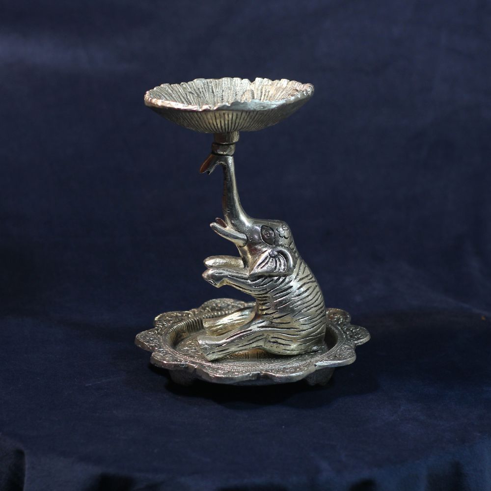 Metal Elephant Bowl With Plate - 4