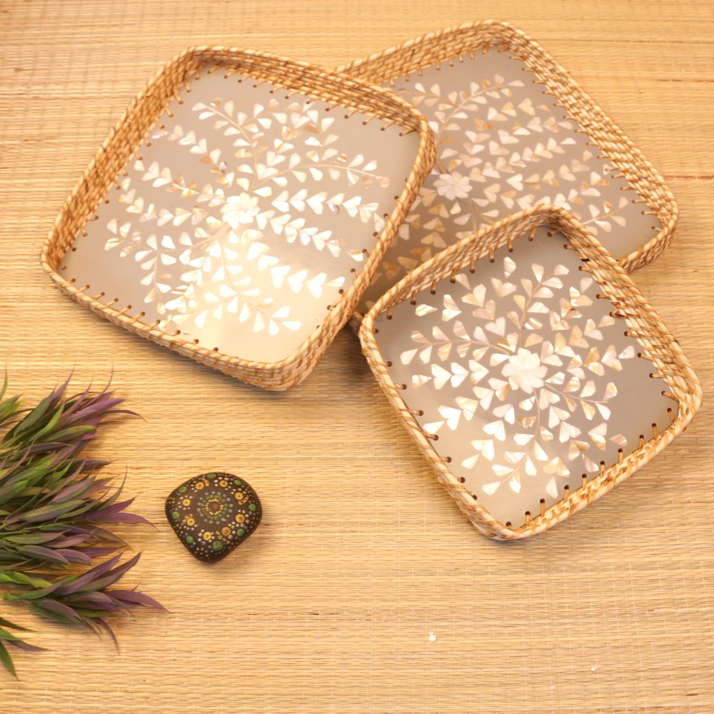 WOODEN MOP TRAY SET OF 3 - 4