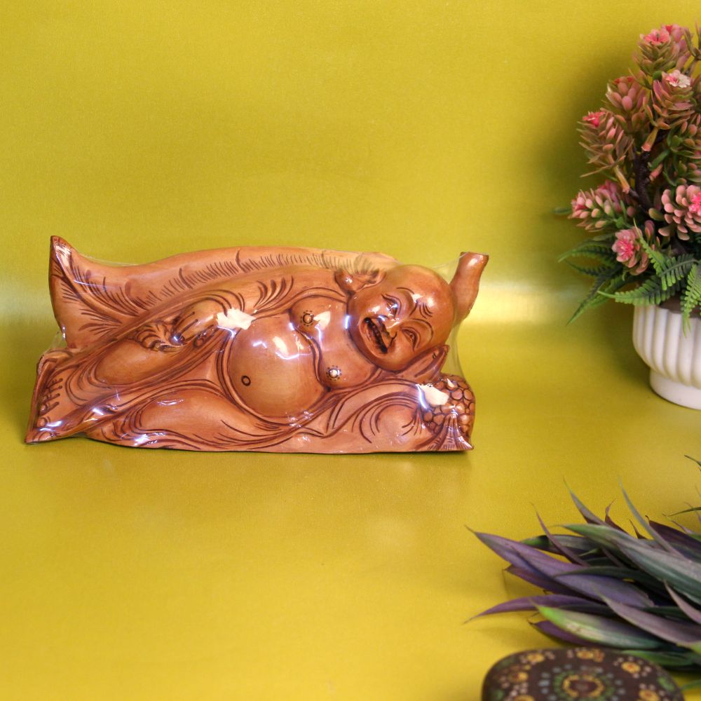 Wooden laughing Buddha - 4