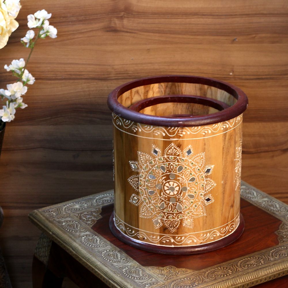 Wooden  Planter Set Of 3 Ptd - 5