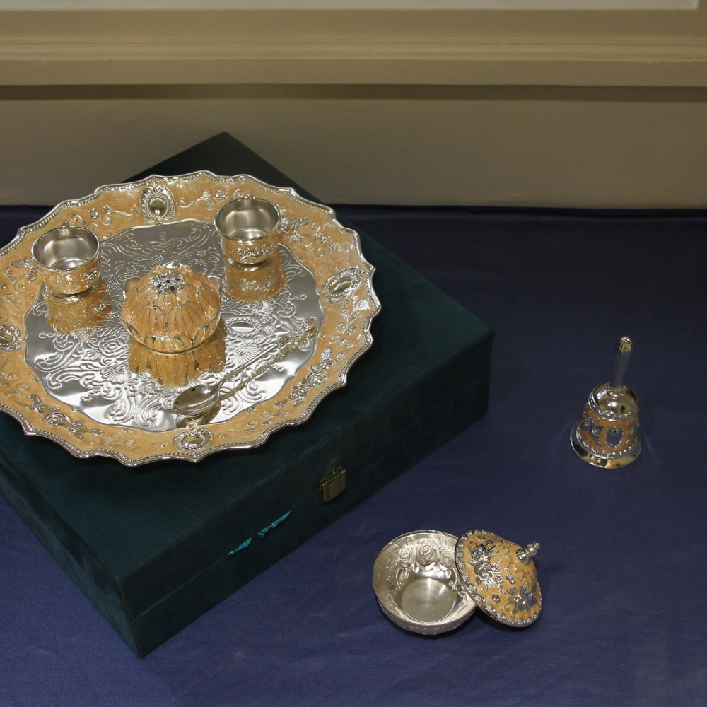 German Silver Pooja Thali S/7 W/b - 3