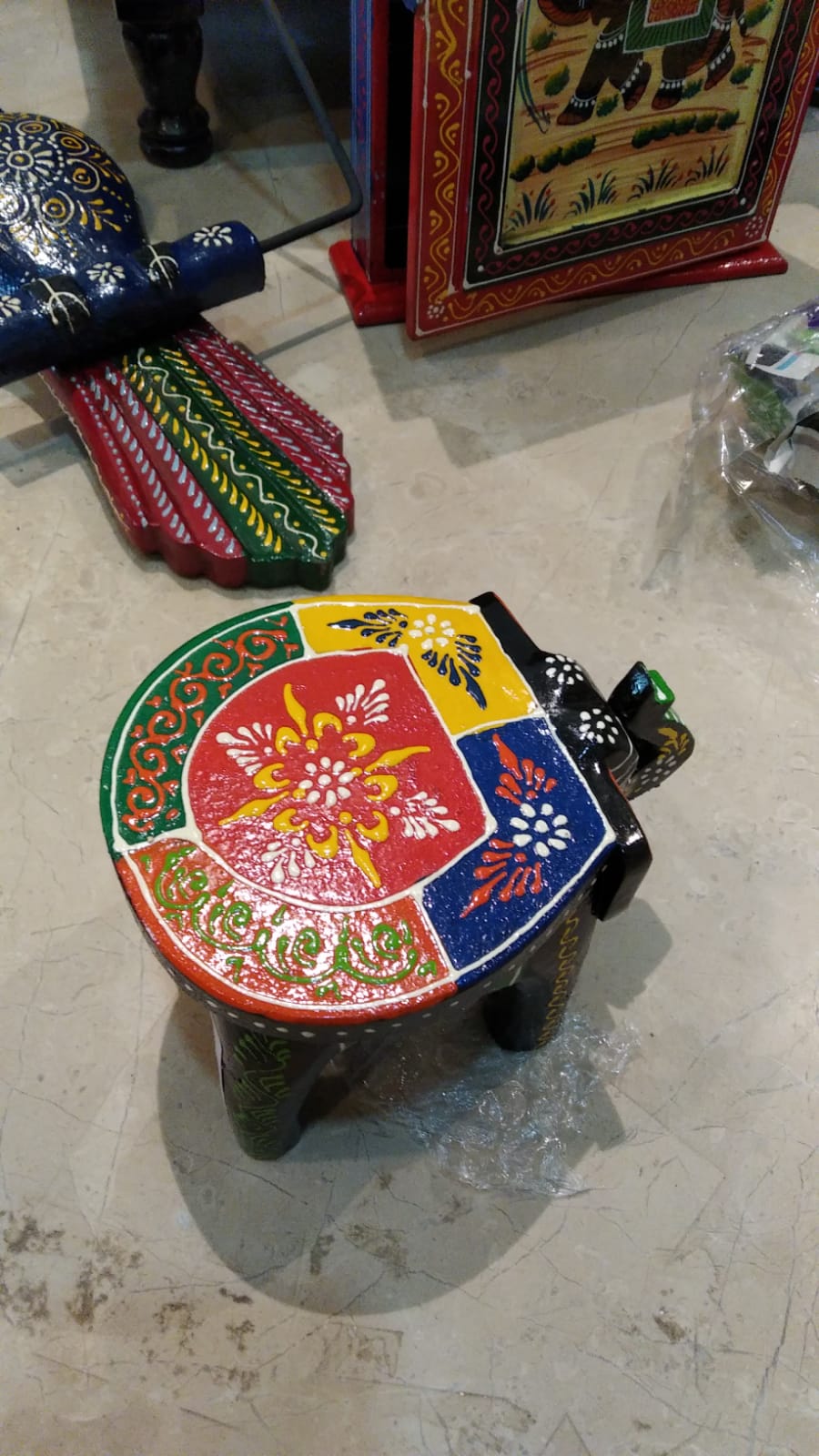 Painted Elephant Stool 8