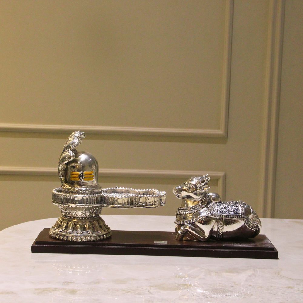 Shivling With Nandi Small W/b - 3