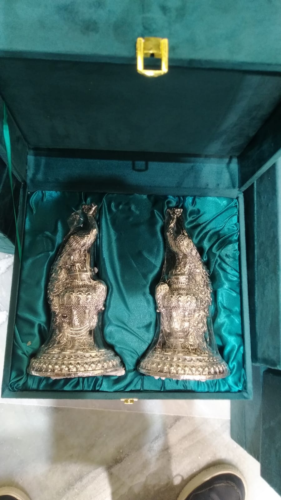 Peacock Pair 9'' Clad Silver