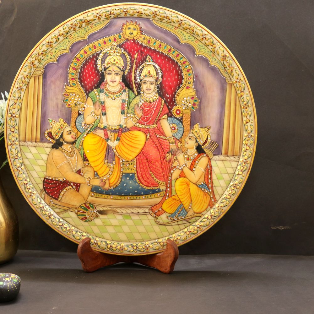 MARBLE PLATE BIG GOLD BORDER