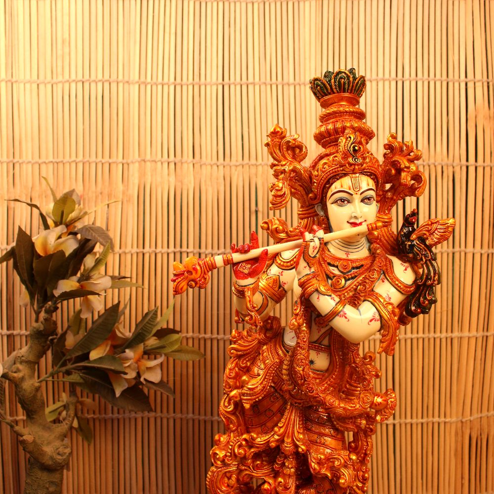 Resin Standing Krishna With Bansuri - 3
