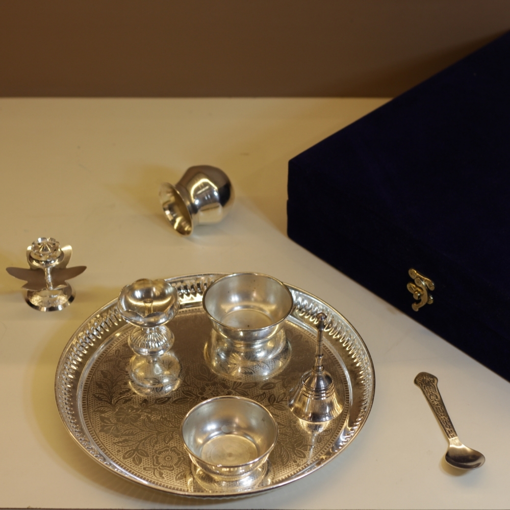 Brass Pooja Thali Set 8'' - 3
