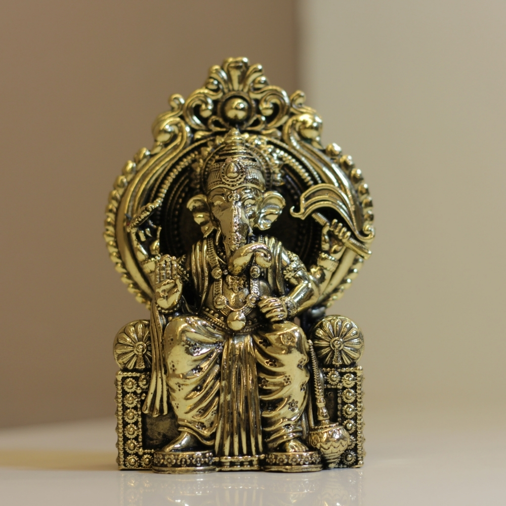 Brass Antique Singasan Ganesh