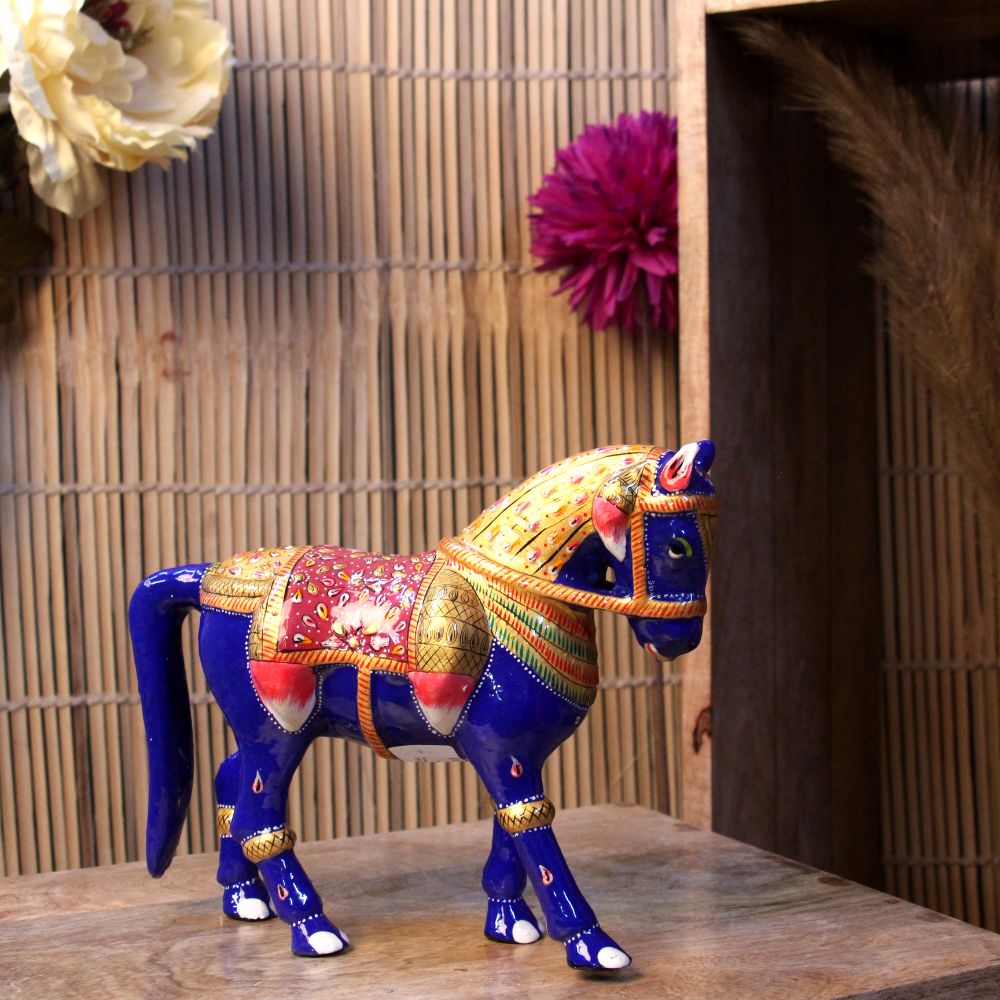 Metal Meenakari Horse 8''