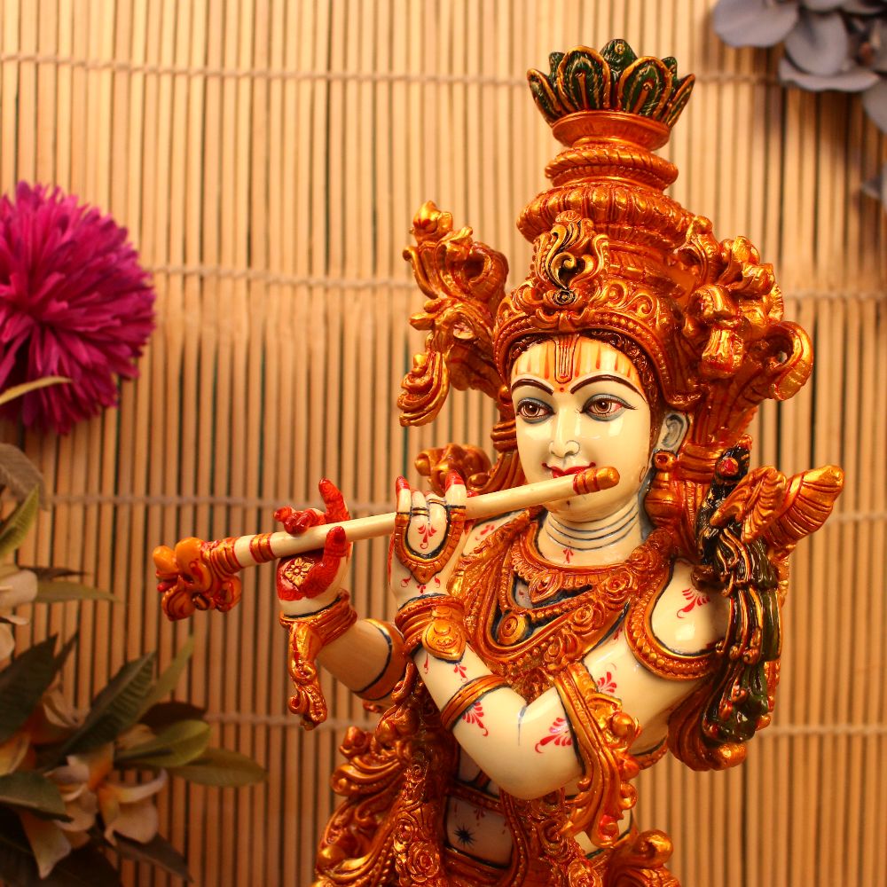 Resin Standing Krishna With Bansuri